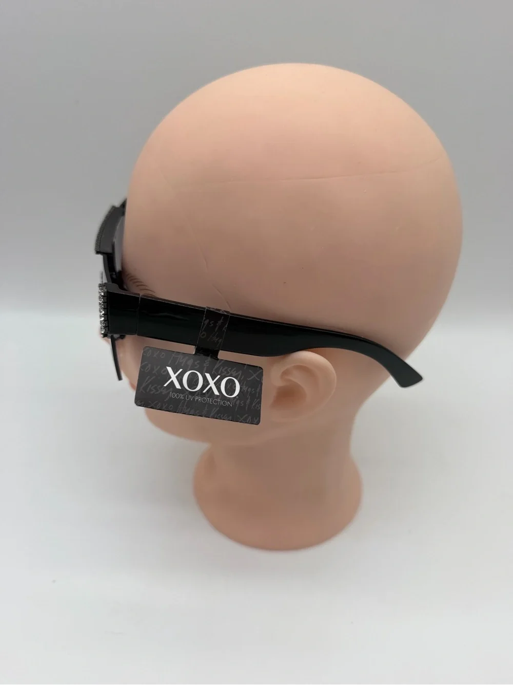 XOXO Shield Sunglasses with Rhinestone Trim - Brown Gradient Lenses